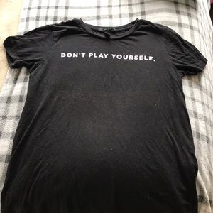 Don’t Play Yourself, pink and black graphic tee!